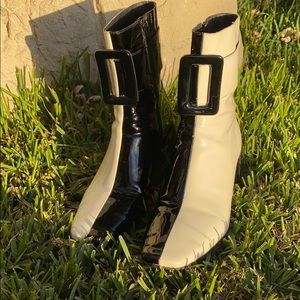 Jeffrey Campbell Godard Black & White Boots sz 8.5